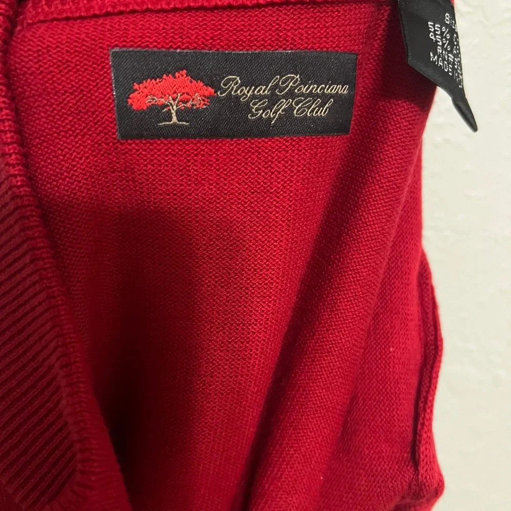 New Royal Poinciana Golf Club Vest Mens Golfcore 1/4 Knit Red XL Pullover Napled